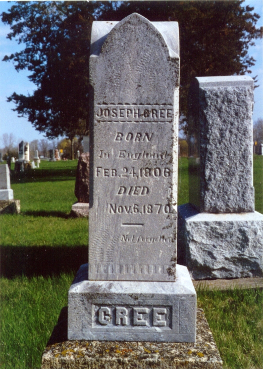 Joseph H Cree, born in England Feb 24 1808, died Nov 6 1870