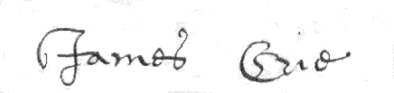 1680 signature of James Crie, Treasurer and later Provost of Perth